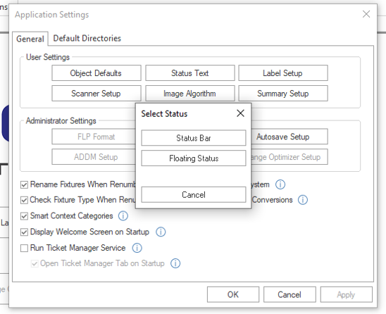 Select Status window in DotActiv